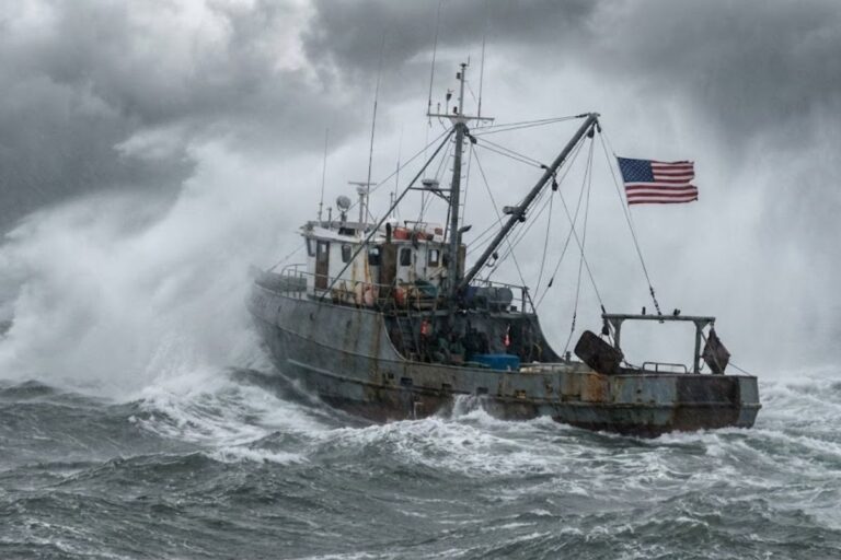 Fishing boat in a bad storm