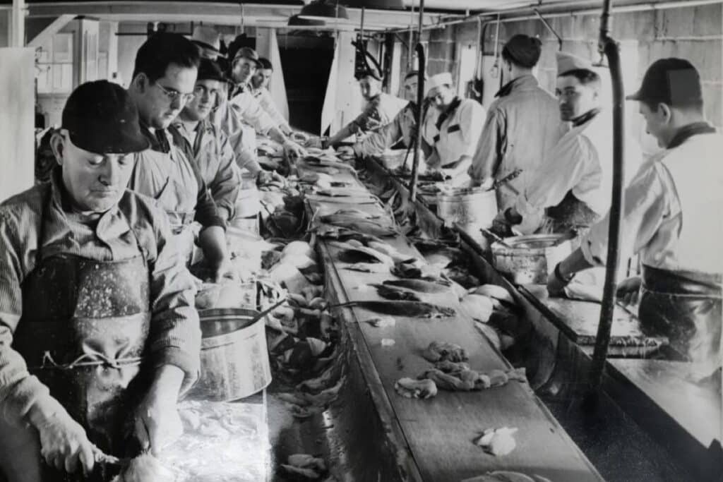 Fish cutters in New Bedford