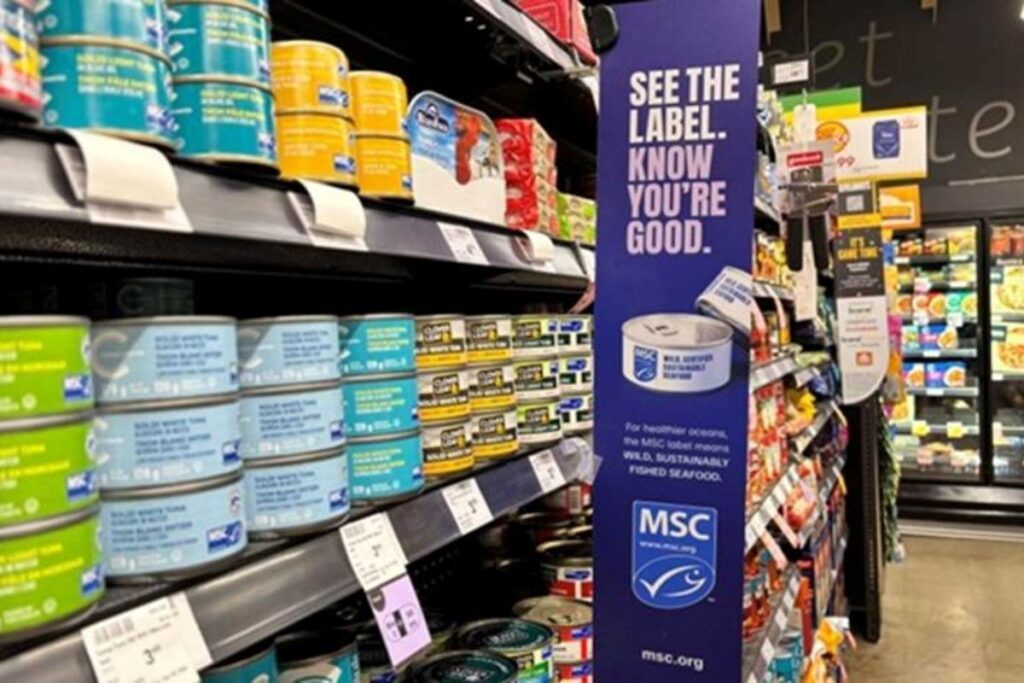 MSC certification labels in supermarket